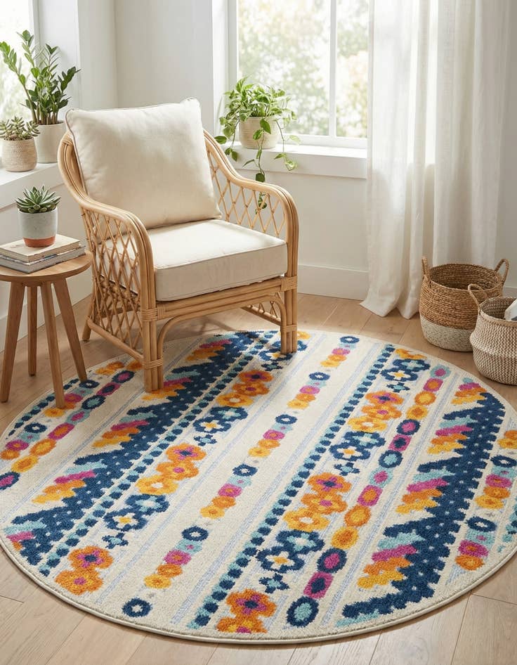 Detail image of 5' 3 x 5' 3  Washable Aruba Indoor / Outdoor Round Rug
