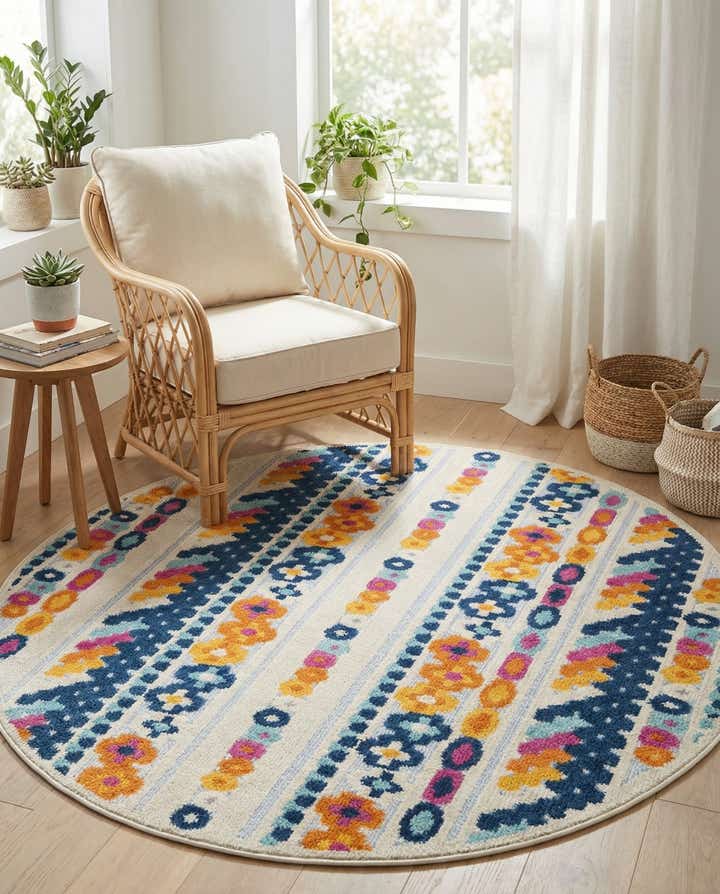 5' 3 x 5' 3 Easy-Clean Aruba Indoor / Outdoor Round Rug
