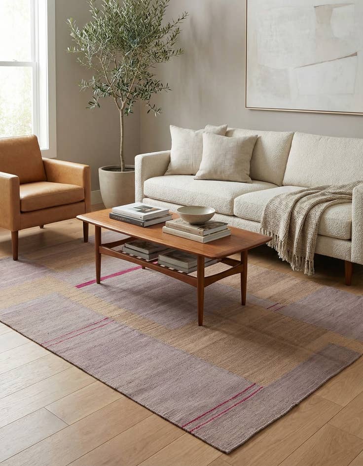 Detail image of  4' 1 x 6'  Hand Woven Kilim Modern Wool Rug