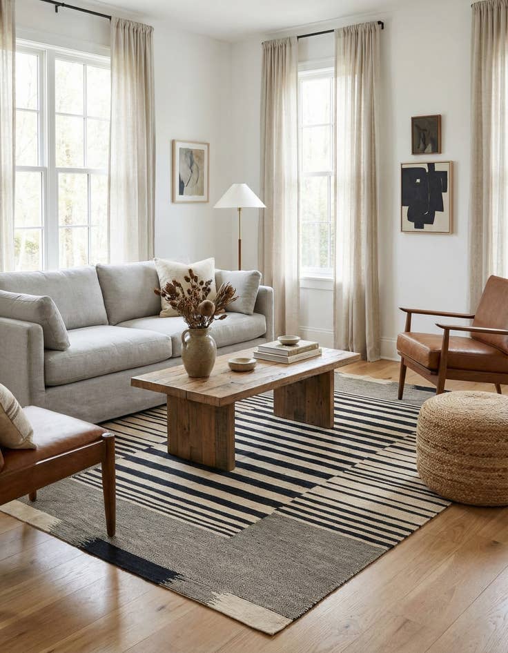 Detail image of 5' 9 x 7' 7  Hand Woven Kilim Modern Wool Rug