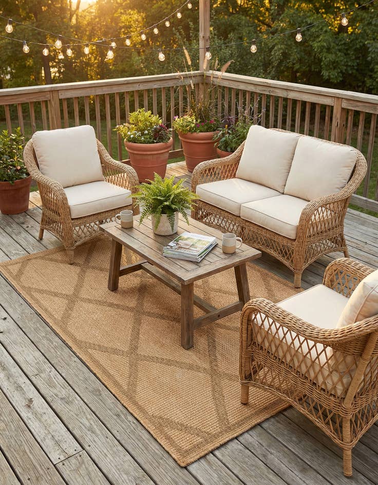 Detail image of  4' x 6'  Washable Lattice Indoor / Outdoor Rug
