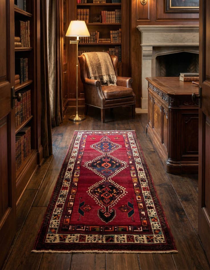 Detail image of  3' 8 x 8' 6  Hand Knotted Sirjan Persian Wool Runner Rug