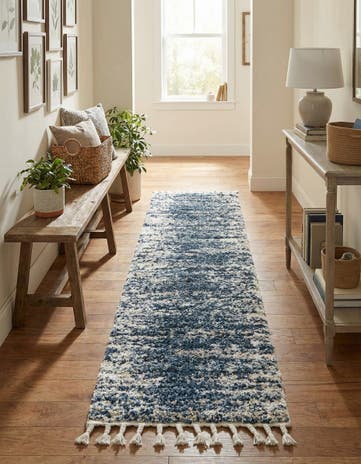 Blue Serenity Shag Runner Rug