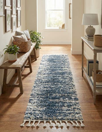 Blue Serenity Shag Runner Rug