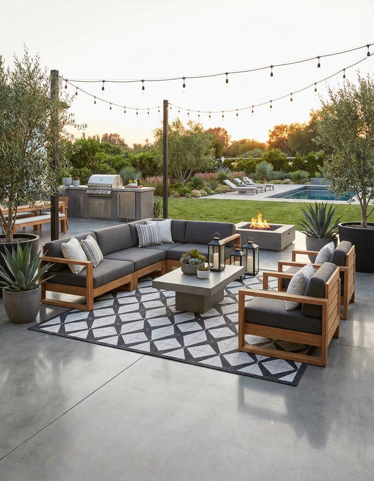 Detail image of  13' x 13'  Washable Modern Indoor / Outdoor Square Rug