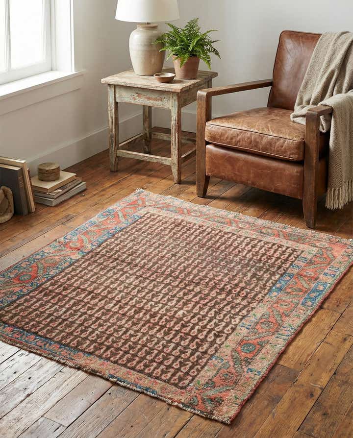 3' 3 x 3' 9 Hand Knotted Ultra Vintage Persian Wool Rug