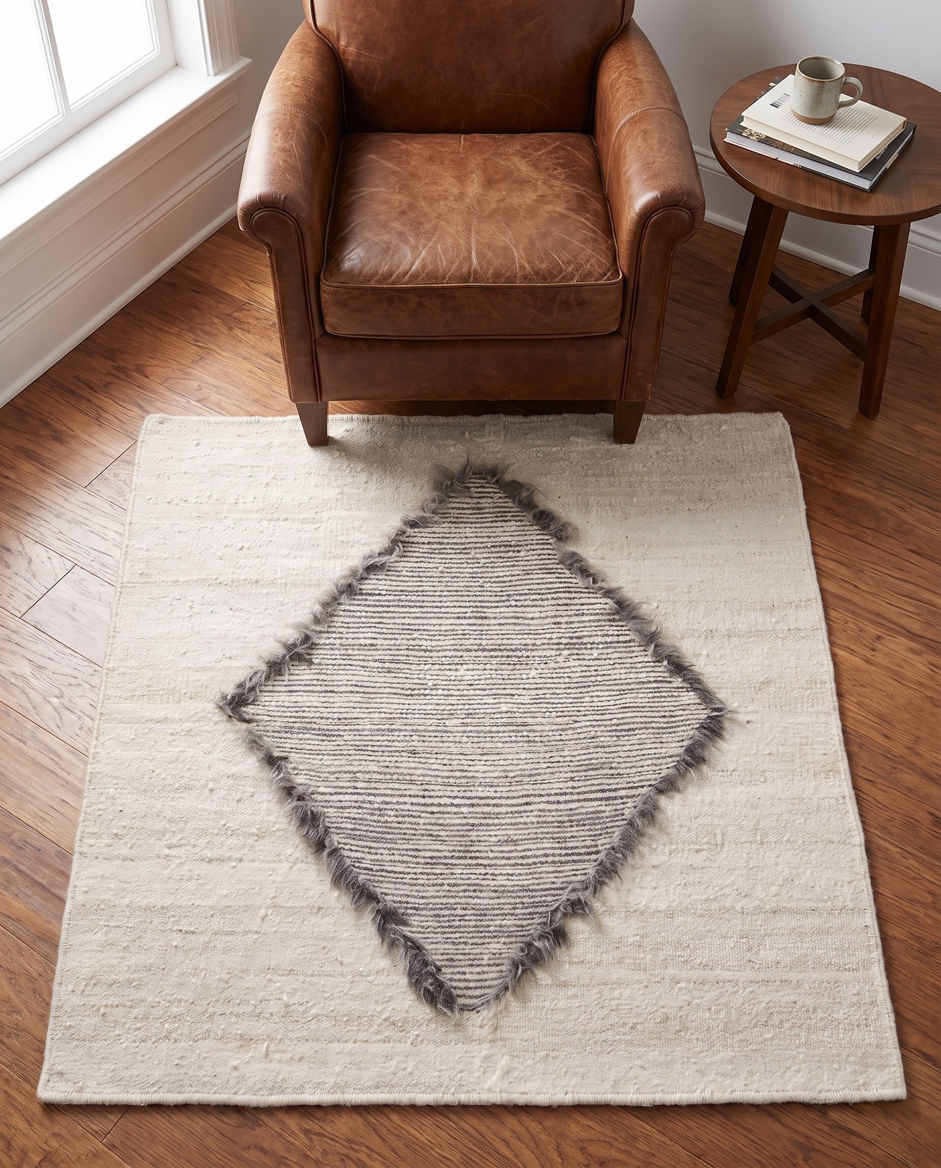 3' 11 x 3' 11 Hand Knotted Moroccan Wool Square Rug