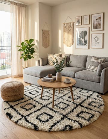 7' 10 x 7' 10 Lattice Shag Round Rug