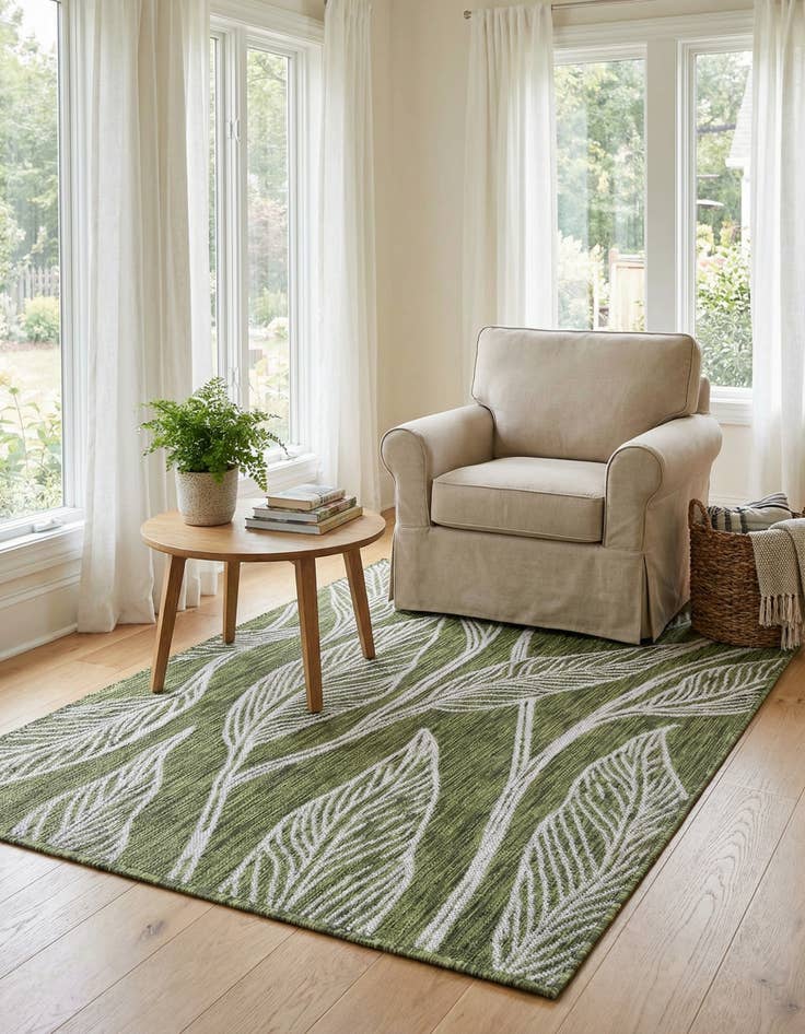 Detail image of  4' x 6'  Washable Botanical Indoor / Outdoor Rug