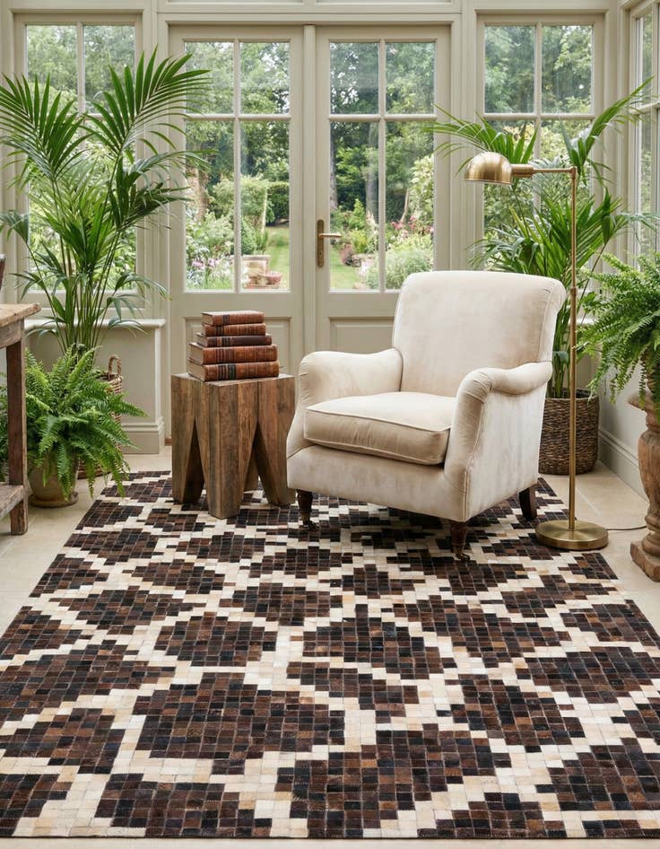 Detail image of  5' 2 x 8' 2 Cowhide Leather Rug