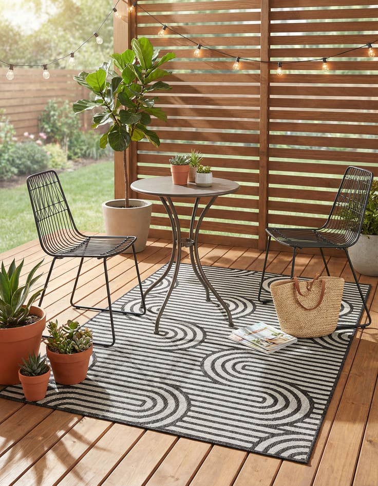 Detail image of 4' x 6'  Washable Modern Indoor / Outdoor Rug