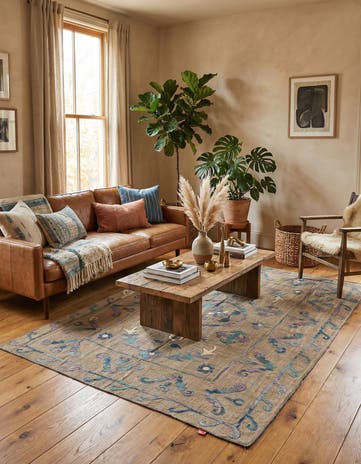 5' 8 x 7' 8 Hand Woven Kilim Suzani Wool Rug