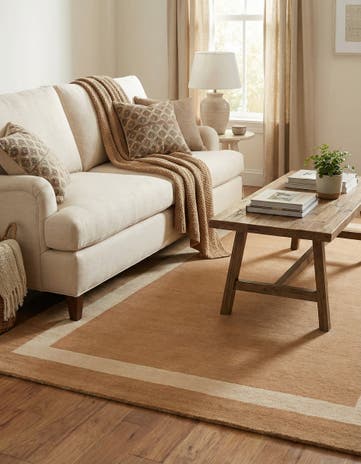 Latte Brown Jill Zarin Border Wool Rug