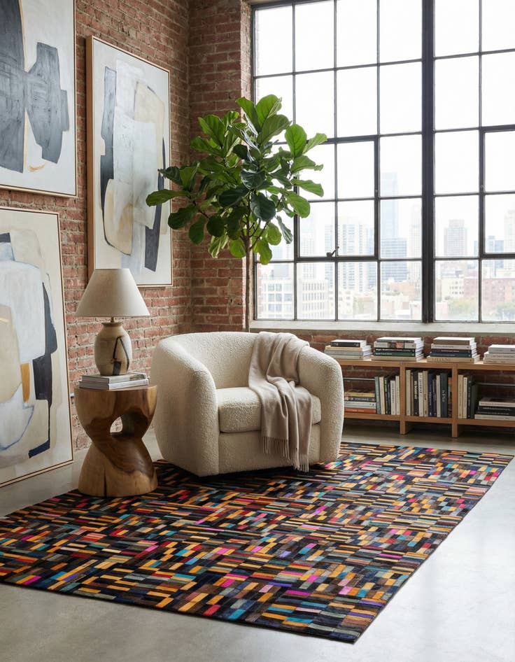 Detail image of  4' 11 x 7' 10 Cowhide - Patchwork Rug