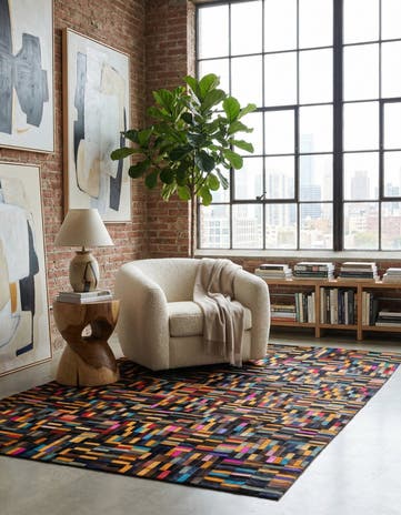 4' 11 x 7' 10 Cowhide - Patchwork Rug