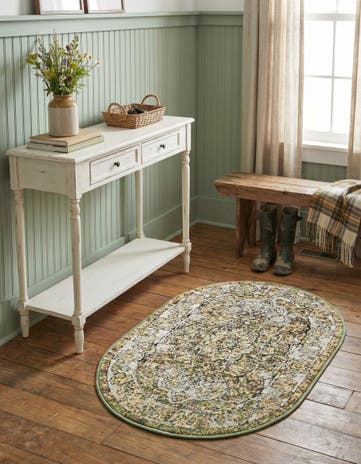 Green Isabella Oval Rug