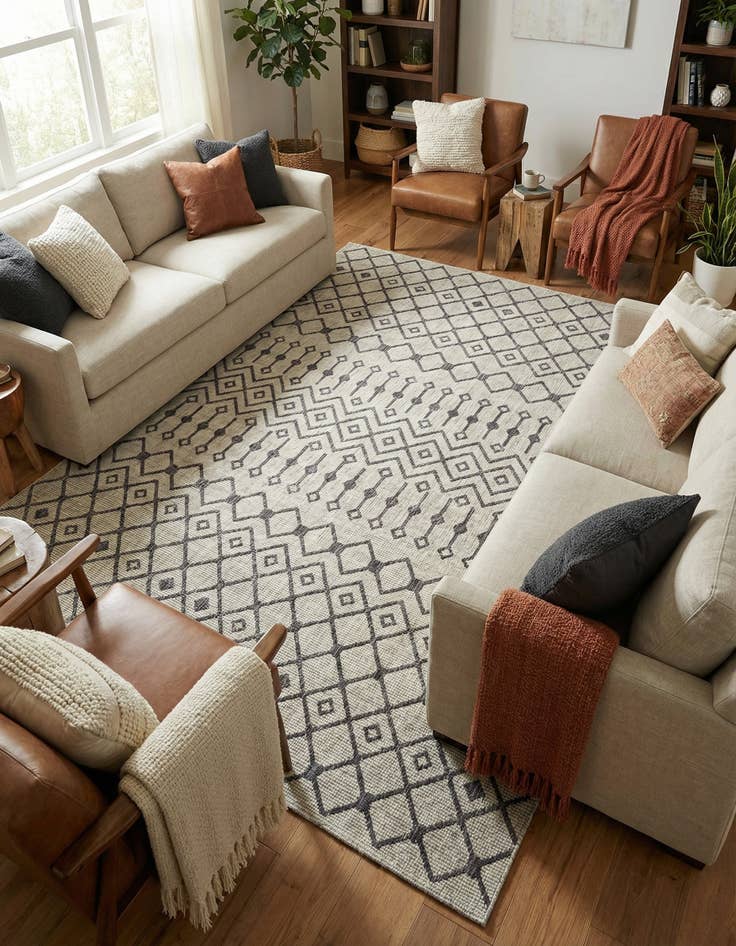 Detail image of 7' 10 x 11' Easy-Clean Lattice Indoor / Outdoor Rug
