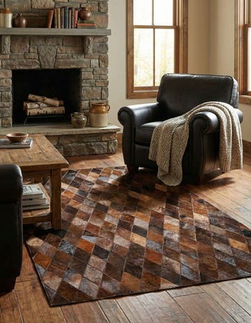 4' 1 x 5' 10 Cowhide Stocks Rug