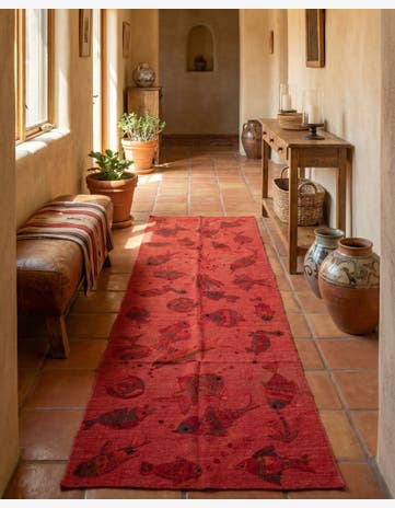 2' 4 x 7' 8 Hand Woven Kilim Suzani Wool Runner Rug