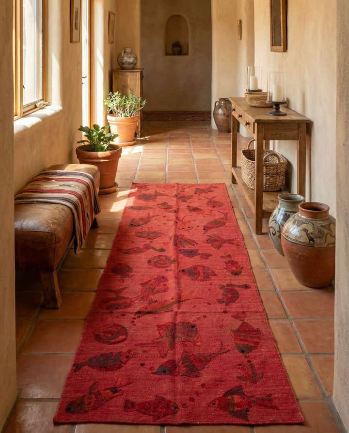 2' 4 x 7' 8 Hand Woven Kilim Suzani Wool Runner Rug