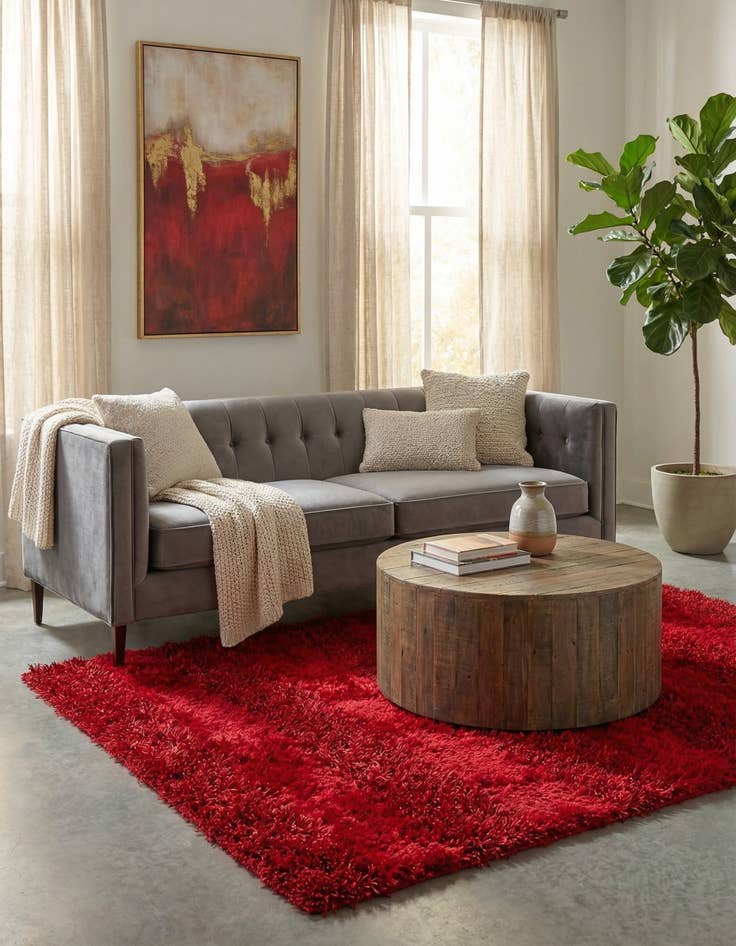 Detail image of 4' 10 x 6' 8  Hand Knotted Solid Shag Oriental Rug