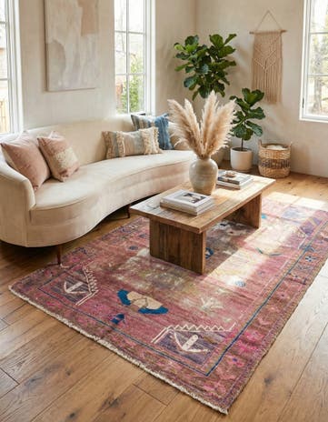 4' 10 x 6' 7 Hand Knotted Ultra Vintage Persian Wool Rug