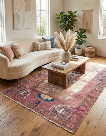 4' 10 x 6' 7 Hand Knotted Ultra Vintage Persian Wool Rug