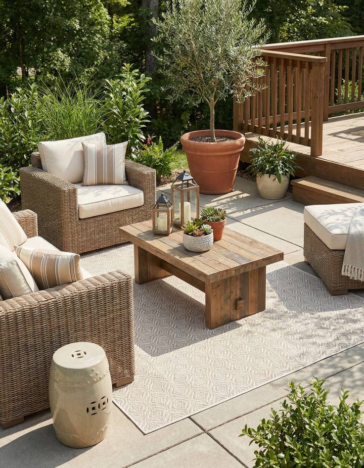 Detail image of  6' x 9'  Washable Lattice Indoor / Outdoor Rug