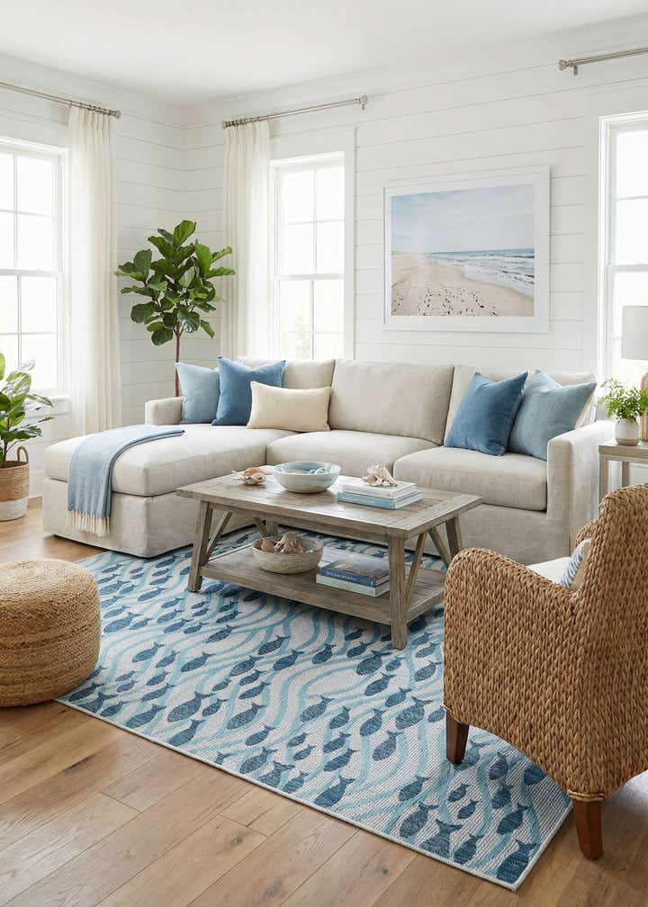 9' x 12' Easy-Clean Coastal Indoor / Outdoor Rug