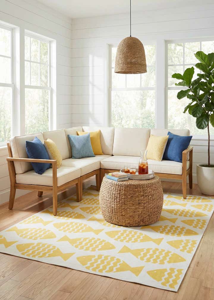7' 1 x 10' Easy-Clean Coastal Indoor / Outdoor Rug