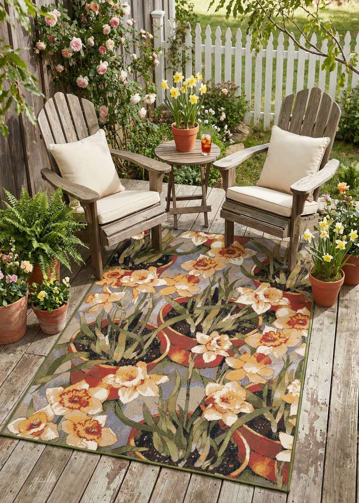4' x 6' Easy-Clean Botanical Indoor / Outdoor Rug