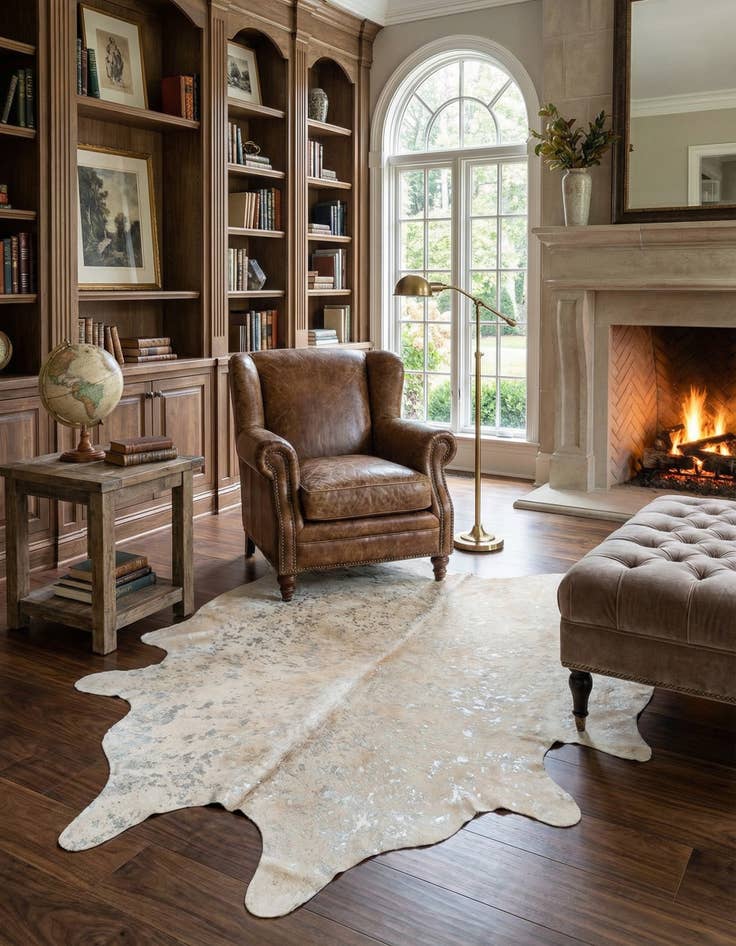 Detail image of 6' 5 x 7' 1 Cowhide Leather Square Rug