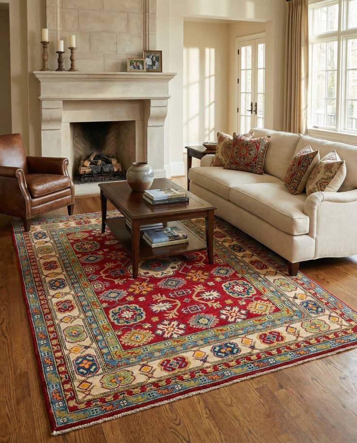 Detail image of 5' 1 x 7' 3 Hand Knotted Kazak Rug