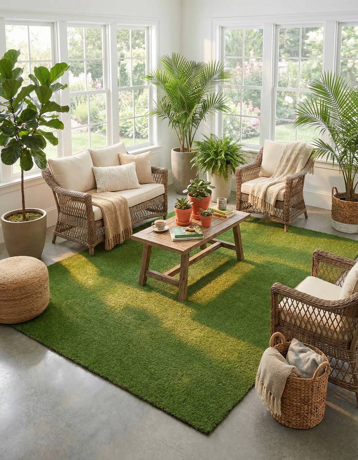 Detail image of 9' x 12'  Washable Grass Indoor / Outdoor Rug