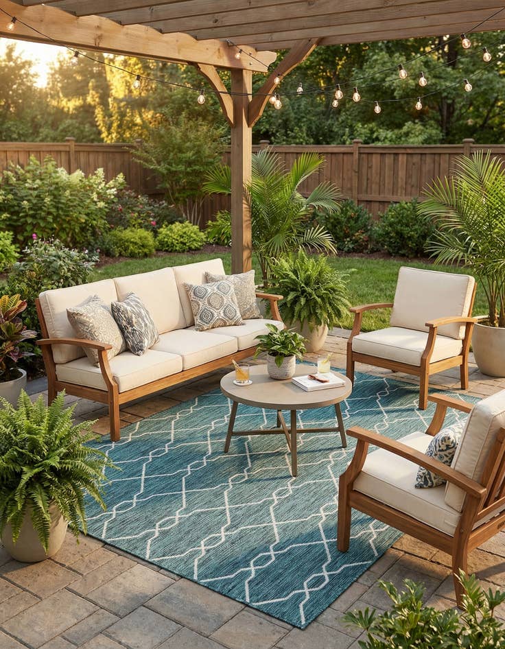 Detail image of  6' x 9'  Washable Lattice Indoor / Outdoor Rug