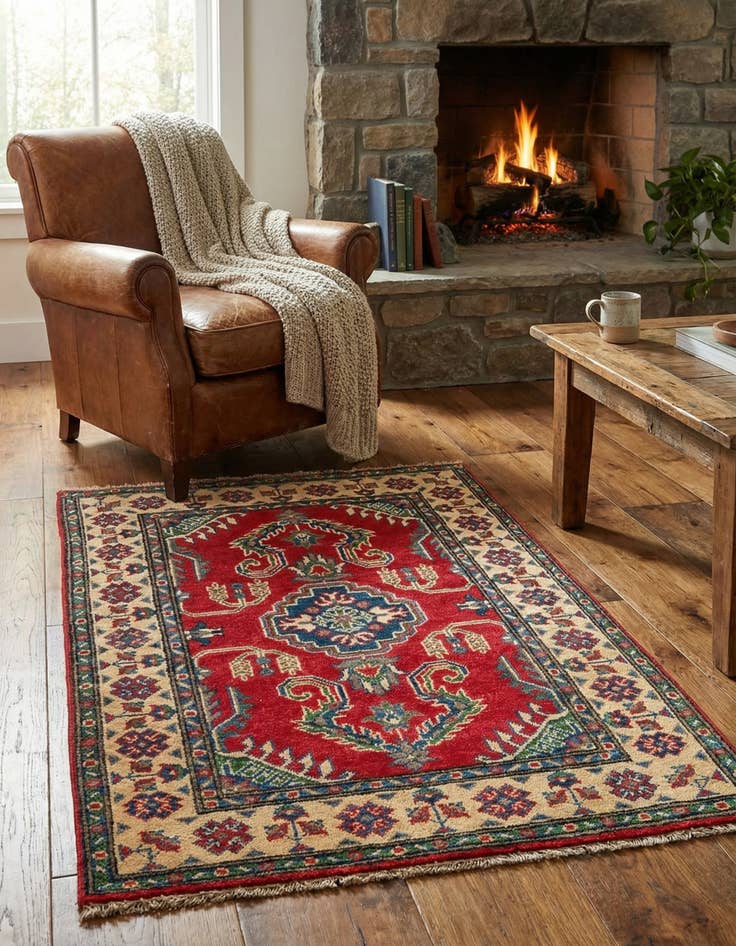 Detail image of 2' 9 x 4' 2  Hand Knotted Kazak Rug