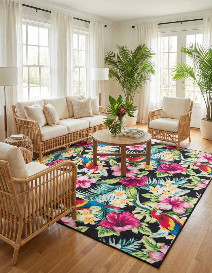 Detail image of 7' 10 x 7' 10  Washable Jill Zarin Caribbean Indoor / Outdoor Square Rug