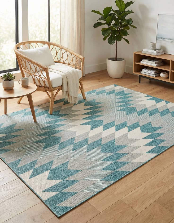 Detail image of 6' x 9'  Washable Modern Indoor / Outdoor Rug