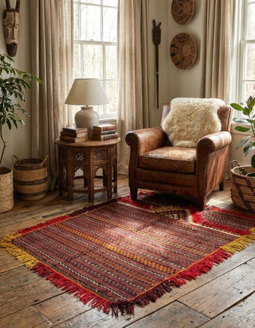 3' 1 x 4' Hand Woven Kilim Fars Wool Square Rug