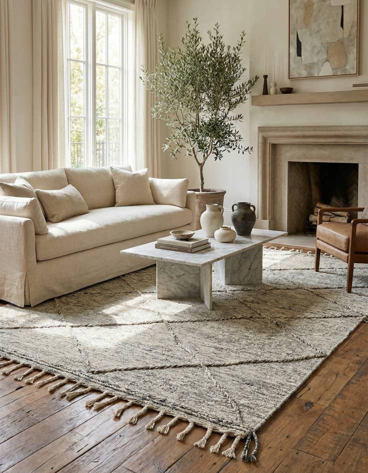 Detail image of  6' 7 x 10' 7  Hand Knotted Moroccan Wool Rug