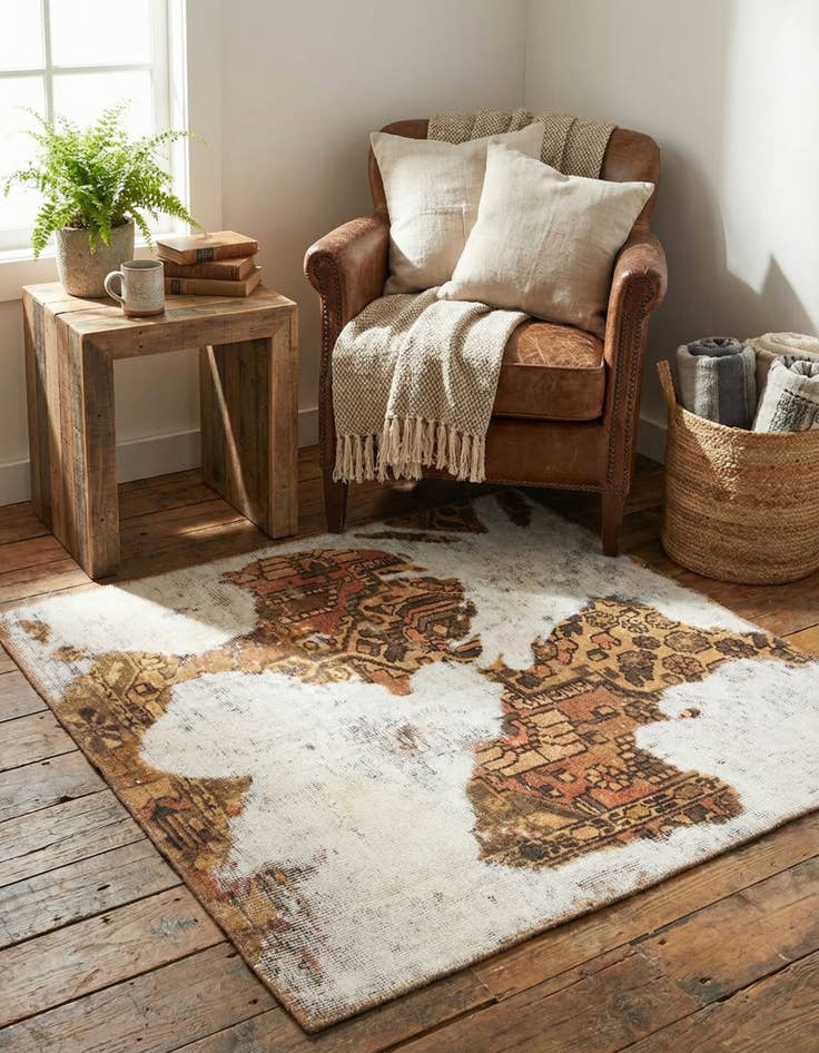 Detail image of 3' x 3' 7  Hand Knotted Ultra Vintage Persian Wool Square Rug