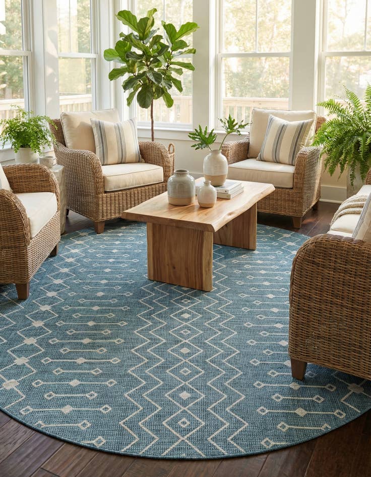 Detail image of 10' x 10'  Washable Trellis Indoor / Outdoor Round Rug