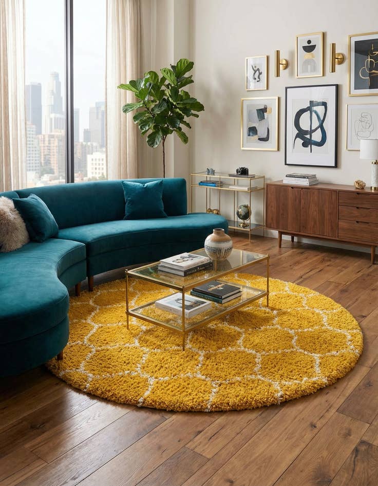 Detail image of 10' x 10' Trellis Shag Round Rug