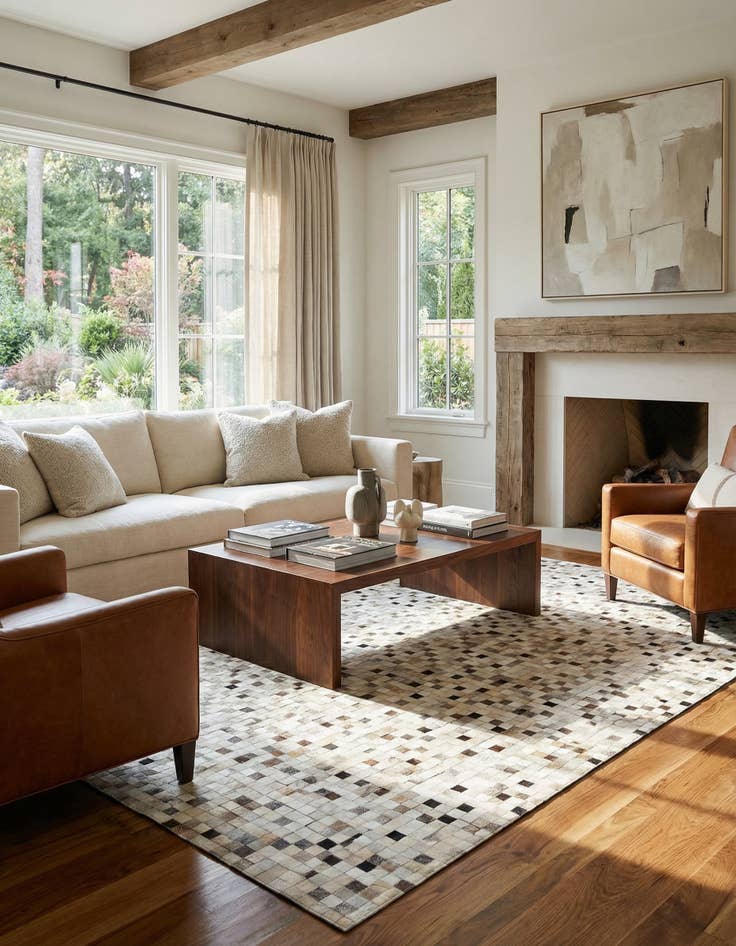 Detail image of 8' 1 x 9' 11 Cowhide Stocks Rug