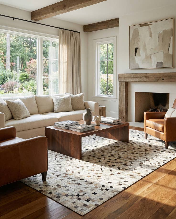 Detail image of 8' 1 x 9' 11 Cowhide Stocks Rug