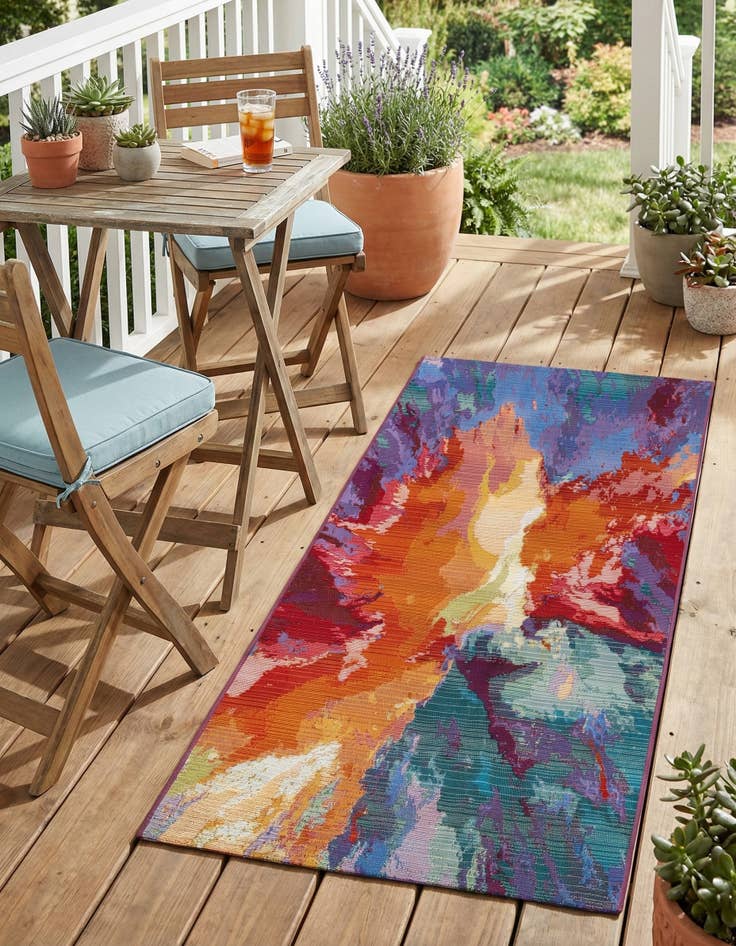 Detail image of 2' 7 x 5' 3  Washable Modern Indoor / Outdoor Runner Rug