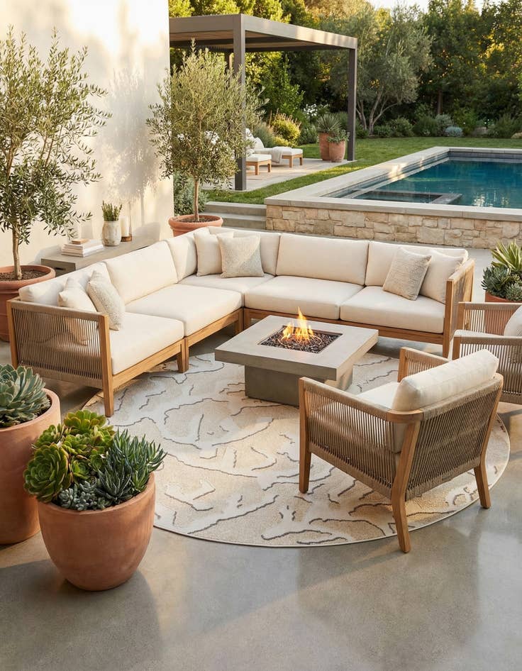 Detail image of 10' x 10' Easy-Clean Sabrina Soto Indoor / Outdoor Round Rug