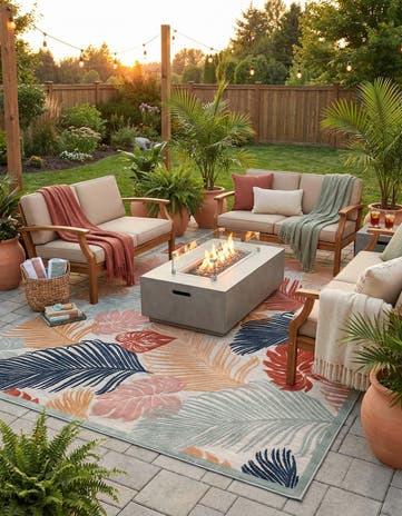 295cm x 365cm Easy-Clean Botanical Indoor / Outdoor Rug