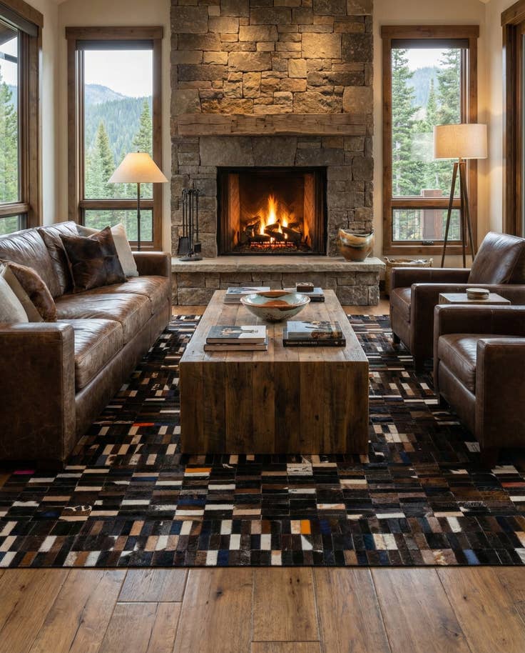 Detail image of 5' 1 x 8' Cowhide - Patchwork Rug