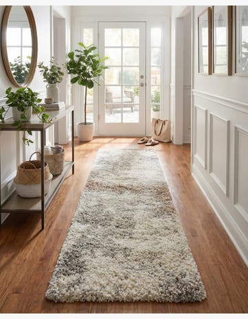 Khaki Soft Touch Shag Runner Rug